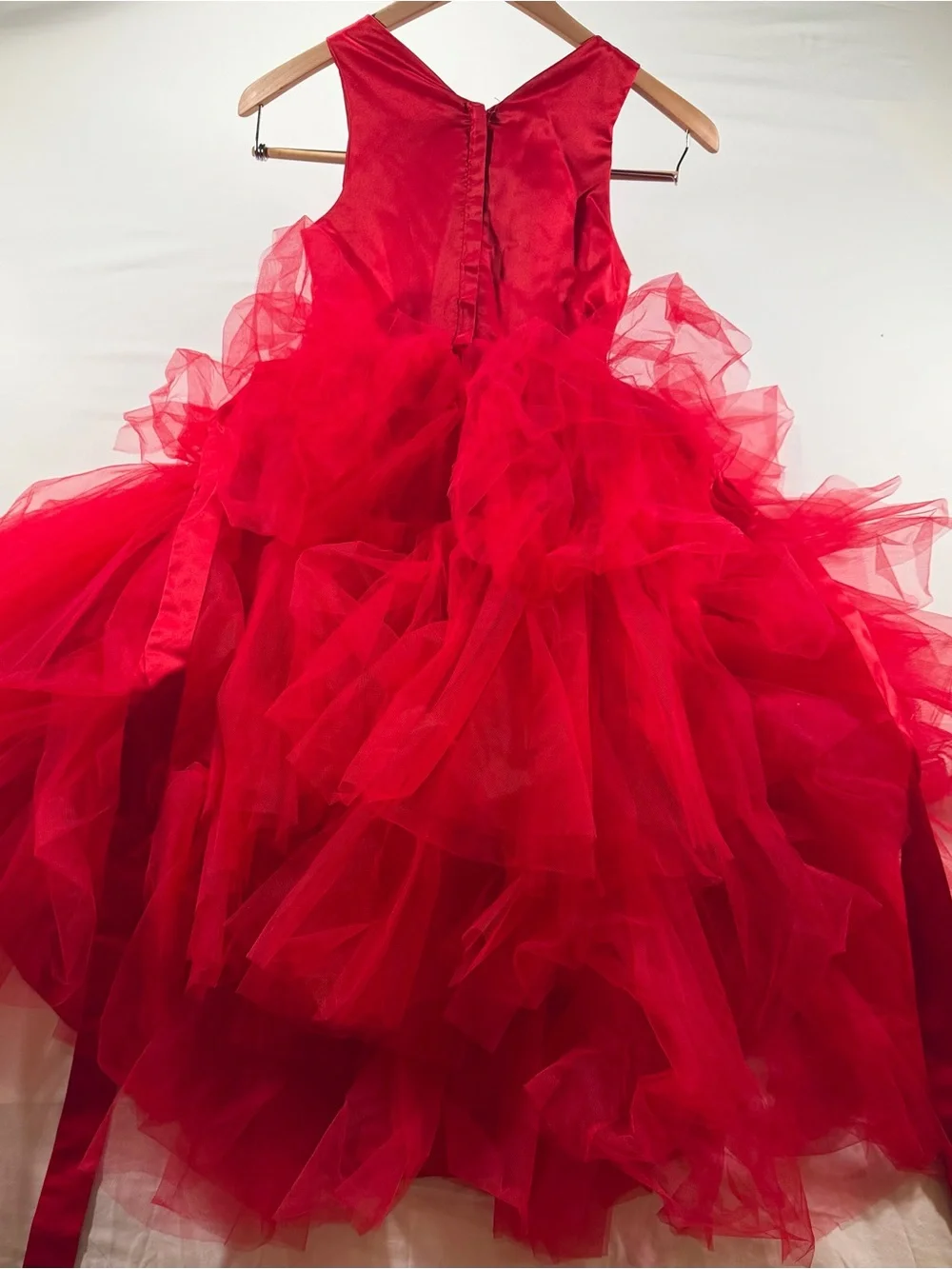 Girls Red Tulle Ball Gown Dress with Waist Embellishment costume Rare Editions